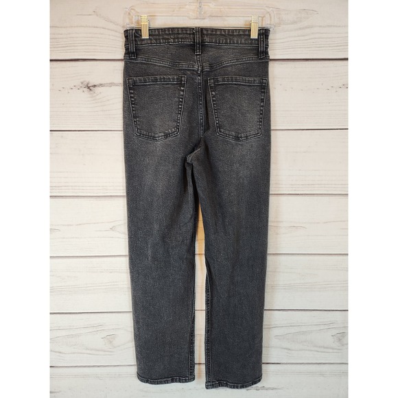 Wild Fable Women's Black High Rise Cotton Distressed Ankle Straight Jeans Size 2 - Picture 2 of 7